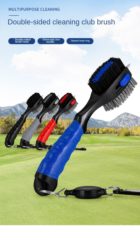 PGM Golf Club Brush Double-sided Clean PP Hair Plus Stianless Steel Portable Hook