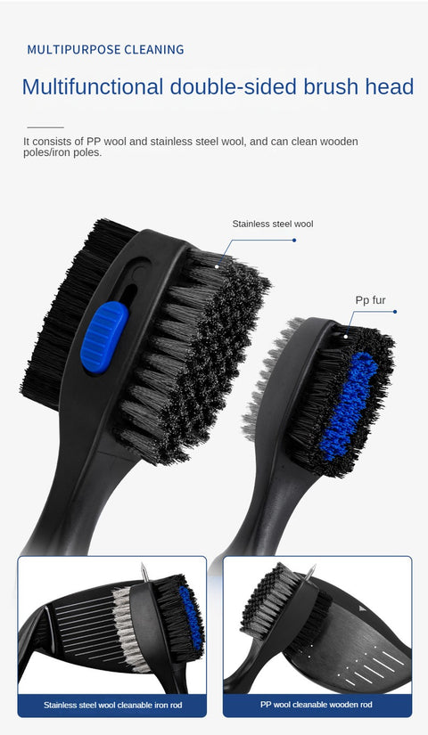 PGM Golf Club Brush Double-sided Clean PP Hair Plus Stianless Steel Portable Hook