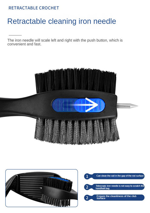 PGM Golf Club Brush Double-sided Clean PP Hair Plus Stianless Steel Portable Hook