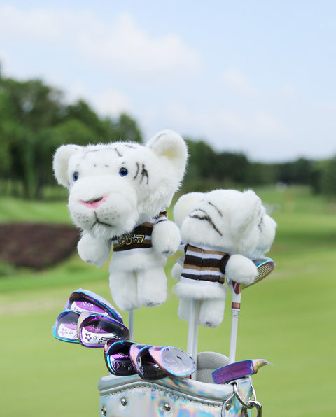 Cartoon Golf Club Head Cover Wooden Stick Protective Cover Cartoon Doll Magnetic Closure Inside Outside Fluff Club Cap