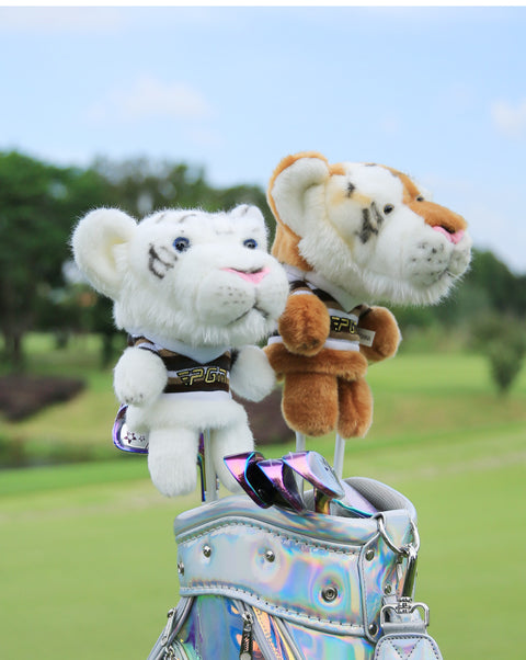 Cartoon Golf Club Head Cover Wooden Stick Protective Cover Cartoon Doll Magnetic Closure Inside Outside Fluff Club Cap