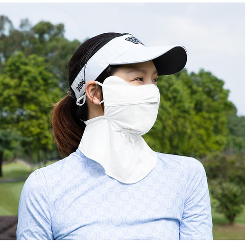 PGM Golf Women Sun Mask Ladies Sunscreen Breathable Outdoor Mask White