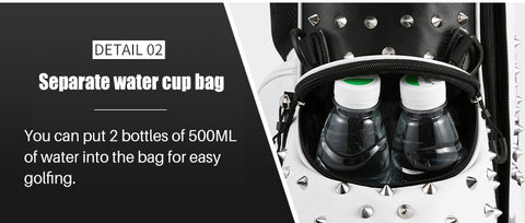 Portable Golf Bag with Stand, Korean Rivet Design, Personalized Transparent Ball Cap, Lightweight Golf Club Bag