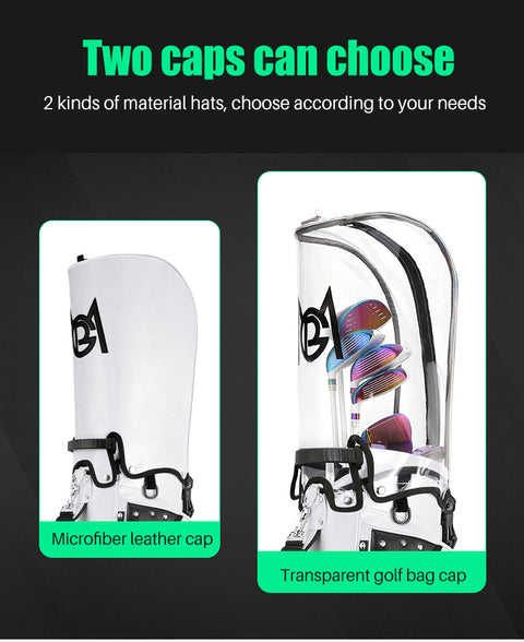 Portable Golf Bag with Stand, Korean Rivet Design, Personalized Transparent Ball Cap, Lightweight Golf Club Bag