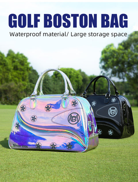 Women's Golf Apparel Bag, Colorful Lightweight Travel Tote Handbag with Separate Shoe Compartment