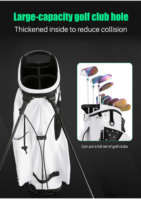 Portable Golf Bag with Stand, Korean Rivet Design, Personalized Transparent Ball Cap, Lightweight Golf Club Bag