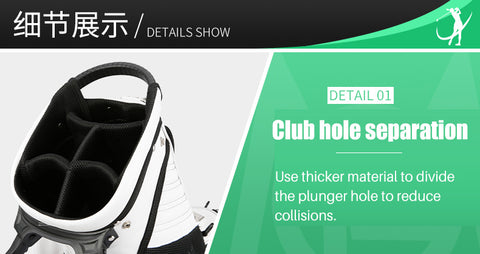 Portable Golf Bag with Stand, Korean Rivet Design, Personalized Transparent Ball Cap, Lightweight Golf Club Bag