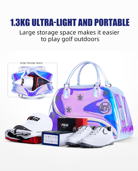 Women's Golf Apparel Bag, Colorful Lightweight Travel Tote Handbag with Separate Shoe Compartment