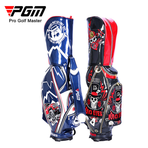 High-end Embroidered Golf Bag with Skull and Crystal Leather, Classic Off-Road Vehicle Pattern Golf Club Bag