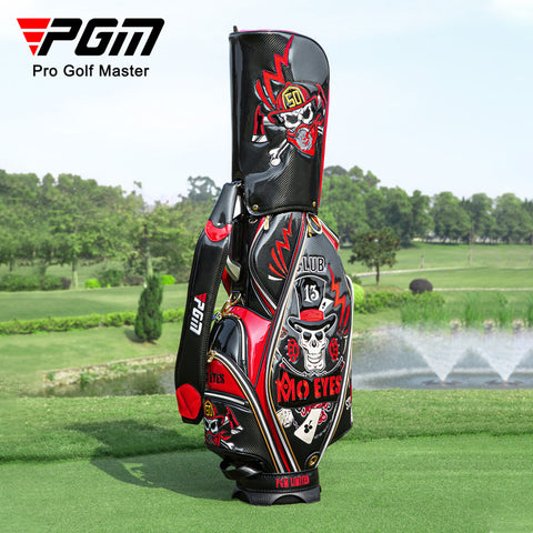 High-end Embroidered Golf Bag with Skull and Crystal Leather, Classic Off-Road Vehicle Pattern Golf Club Bag