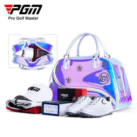 Women's Golf Apparel Bag, Colorful Lightweight Travel Tote Handbag with Separate Shoe Compartment